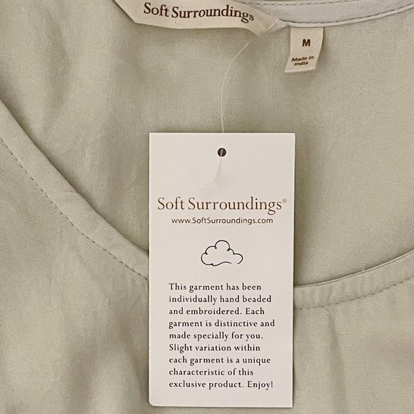 Soft Surroundings Medium Emmaline Beige Embroidered Beaded Tunic Tank NWT - Picture 5 of 6